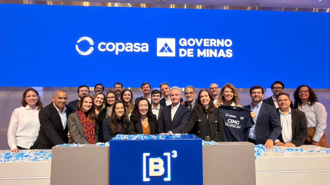 O processo de desestatização da Copasa Cerimônia do processo de desestatização da Copasa realizada na Bolsa de Valores (B3), em São Paulo